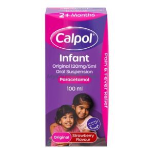 Calpol Infant Original Suspension, Paracetamol Medication, For 2+ Months, Strawberry Flavour, 100ml